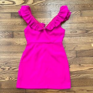 Hot Pink Ruffle Mini Dress